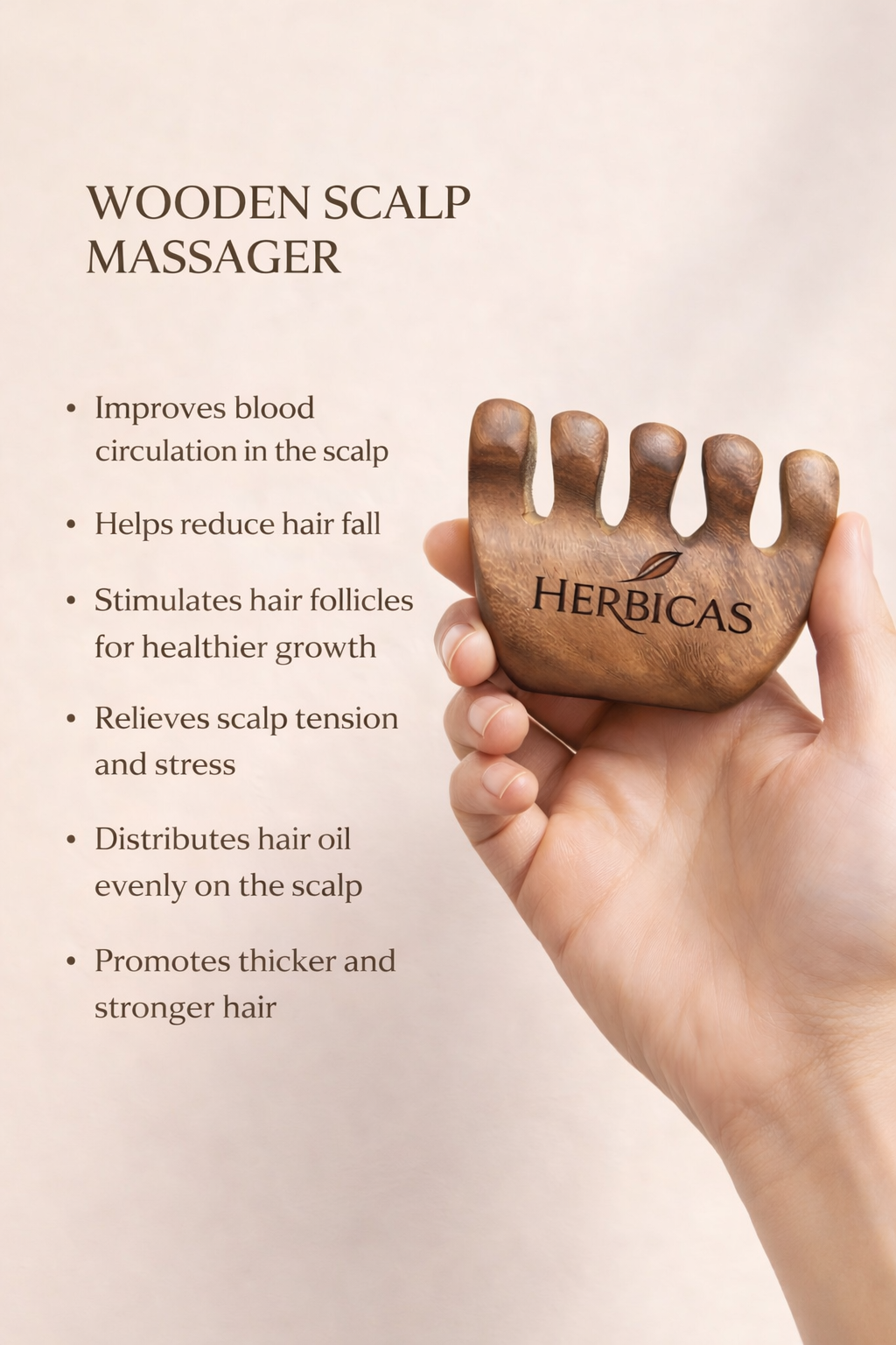 Herbicas Complete Hair Care Kit – Herbal Hair Oil with Wooden Comb & Scalp Massager for Hair Growth