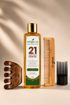 Herbicas Complete Hair Care Kit – Herbal Hair Oil with Wooden Comb & Scalp Massager for Hair Growth