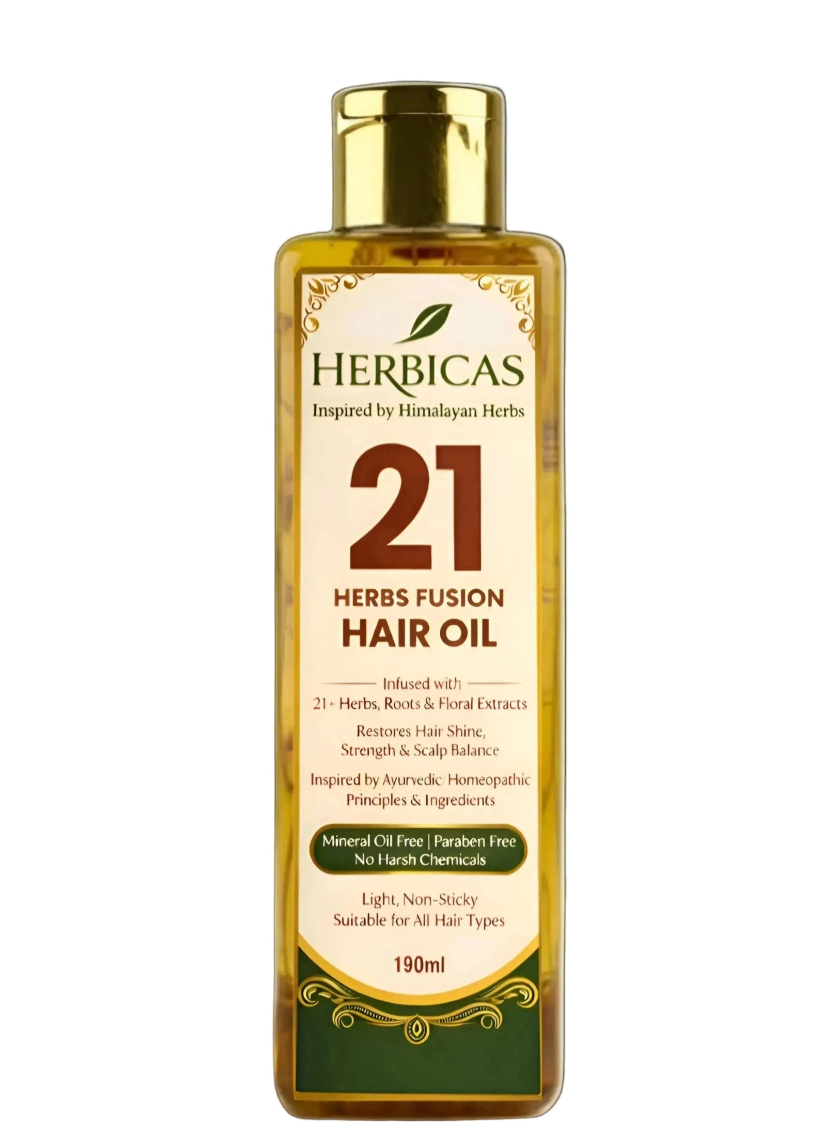 Herbicas 21 Herbs Hair Oil | Pure Ayurvedic Hair Growth & Anti Hair Fall Treatment