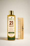 Herbicas 21 Herbs Hair Oil with Wooden Comb – Anti Hair Fall & Hair Growth Combo (190 ml)
