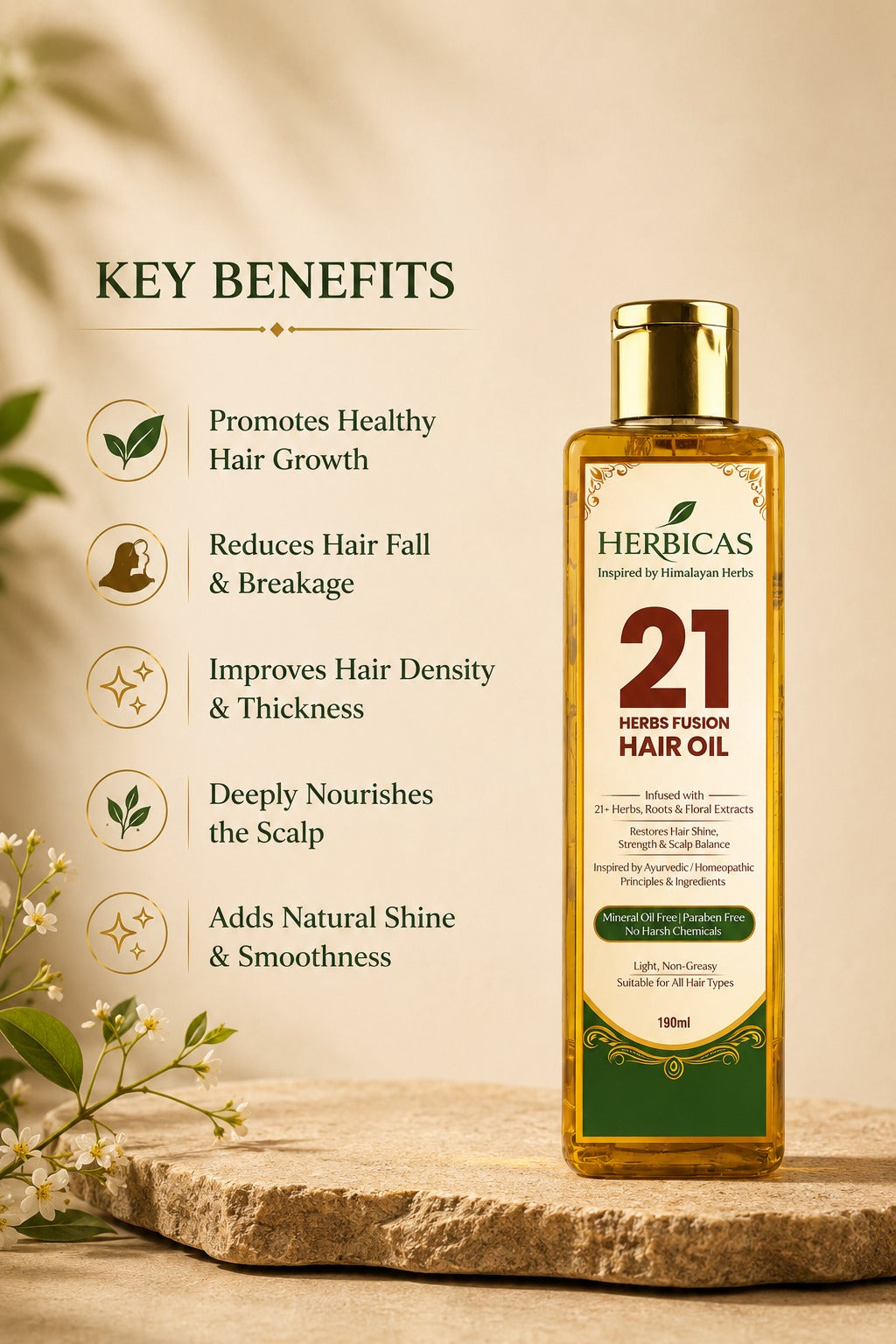 Herbicas 21 Herbs Hair Oil – (Pack of 3)