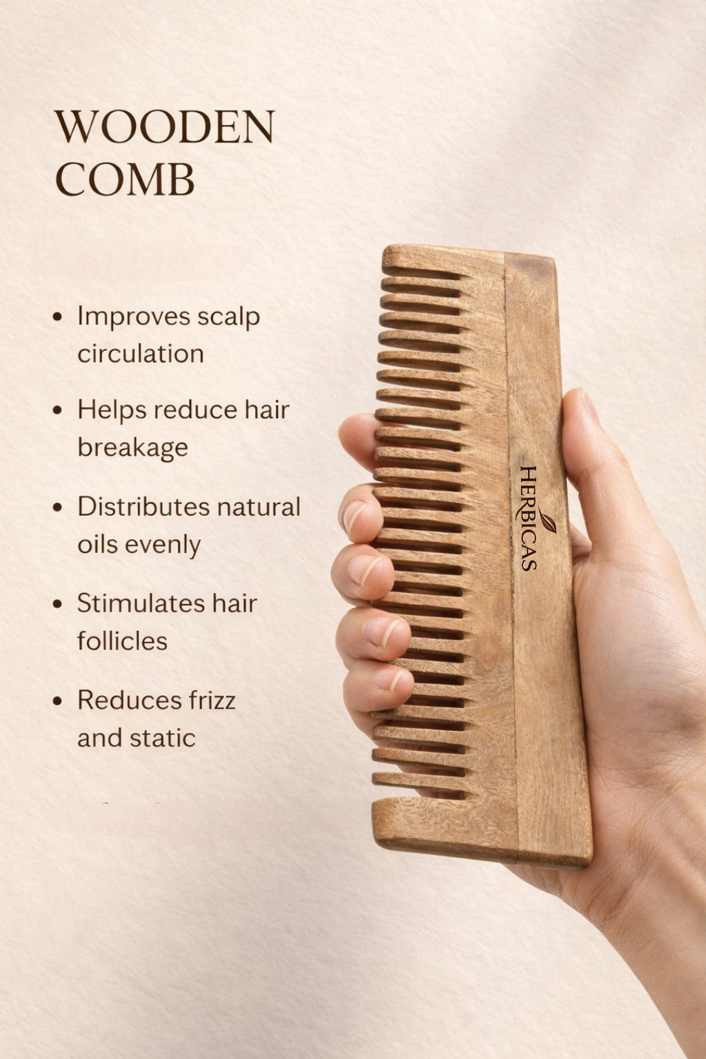 Herbicas Complete Hair Care Kit – Herbal Hair Oil with Wooden Comb & Scalp Massager for Hair Growth