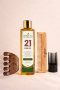 Herbicas Complete Hair Care Kit – Herbal Hair Oil with Wooden Comb & Scalp Massager for Hair Growth