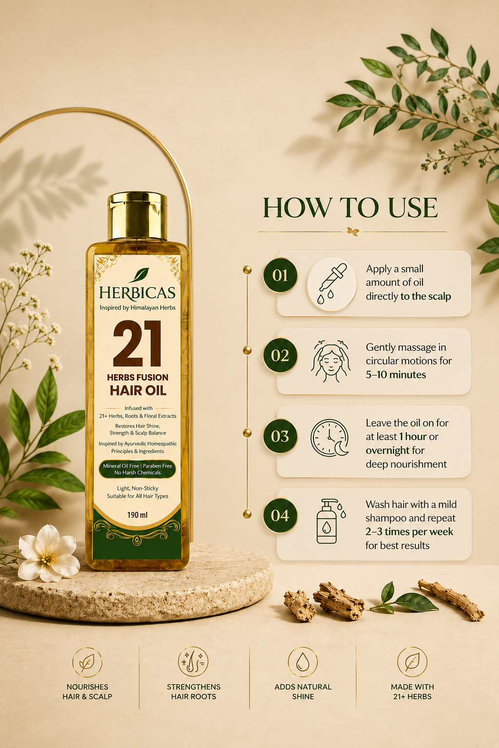 Herbicas 21 Herbs Hair Oil – (Pack of 3)